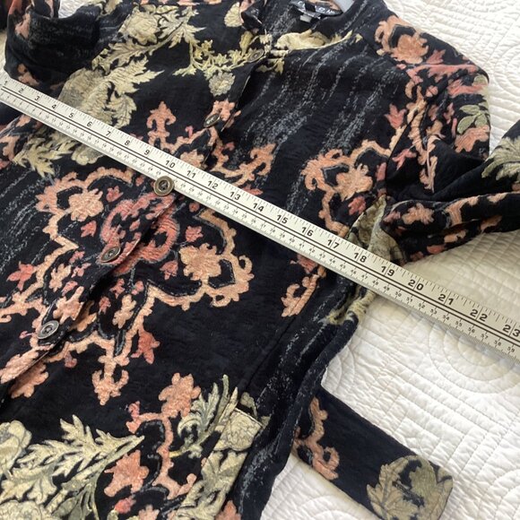 Citron Santa Monica Womens Black Floral Button-Up Jacket Size M - Picture 11 of 16